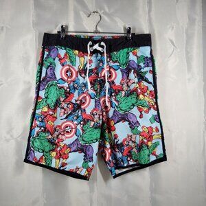 Marvel Board Shorts Marvel Characters Graphic 3 Pockets Mesh Liner Men Sz M